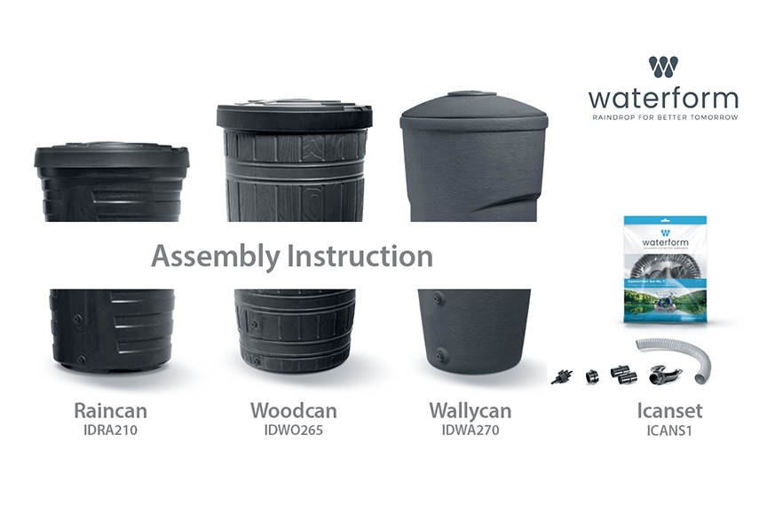 How to assemble the Icanset 1 rainwater tank connection set to Woodcan, Raincan i Wallycan rainwater tanks?