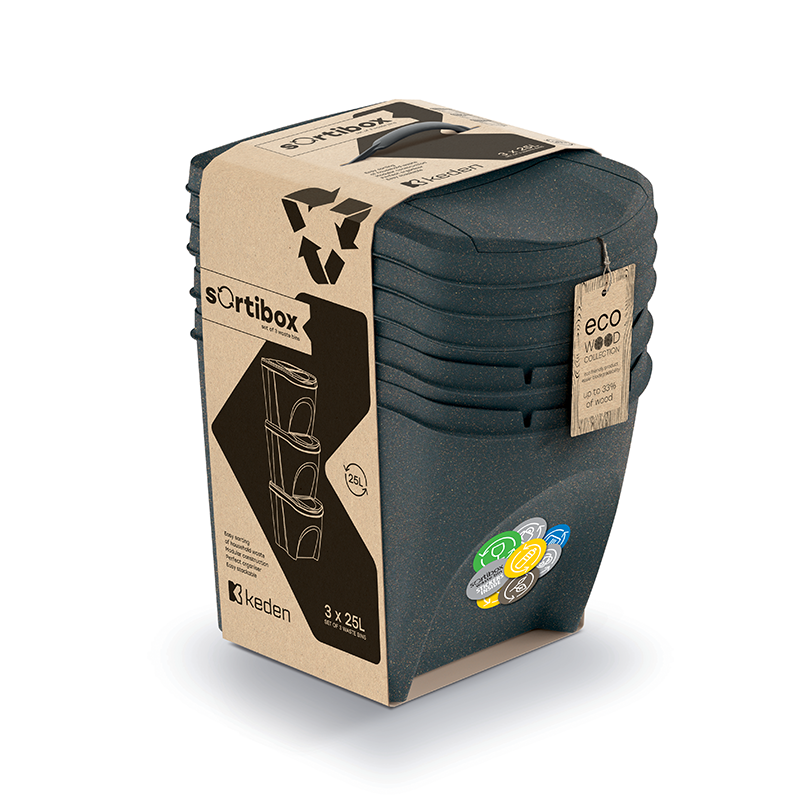 Sortibox ECO waste bin - segregation Prosperplast Wood